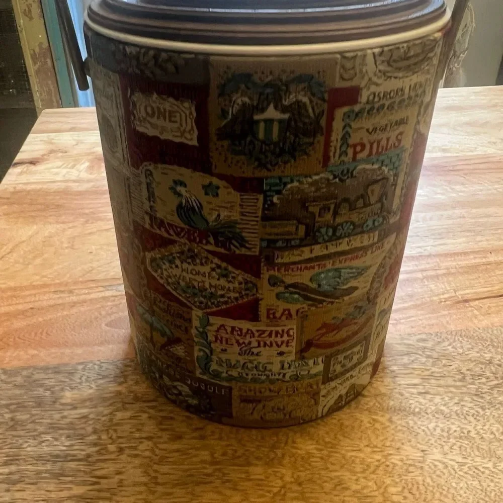 Vintage Multicolor Decorative ice. Bucket. French country.